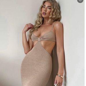 Level Headed Midi Dress - Beige